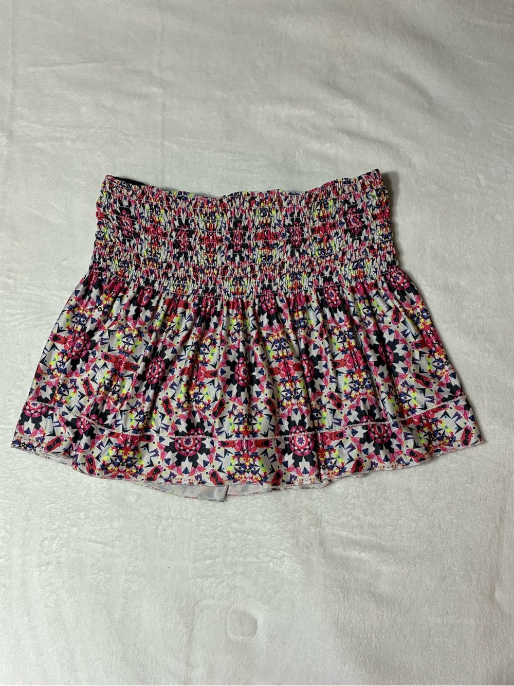 Lucky in Love Smocked Waist Pink Floral Print Tennis Skirt